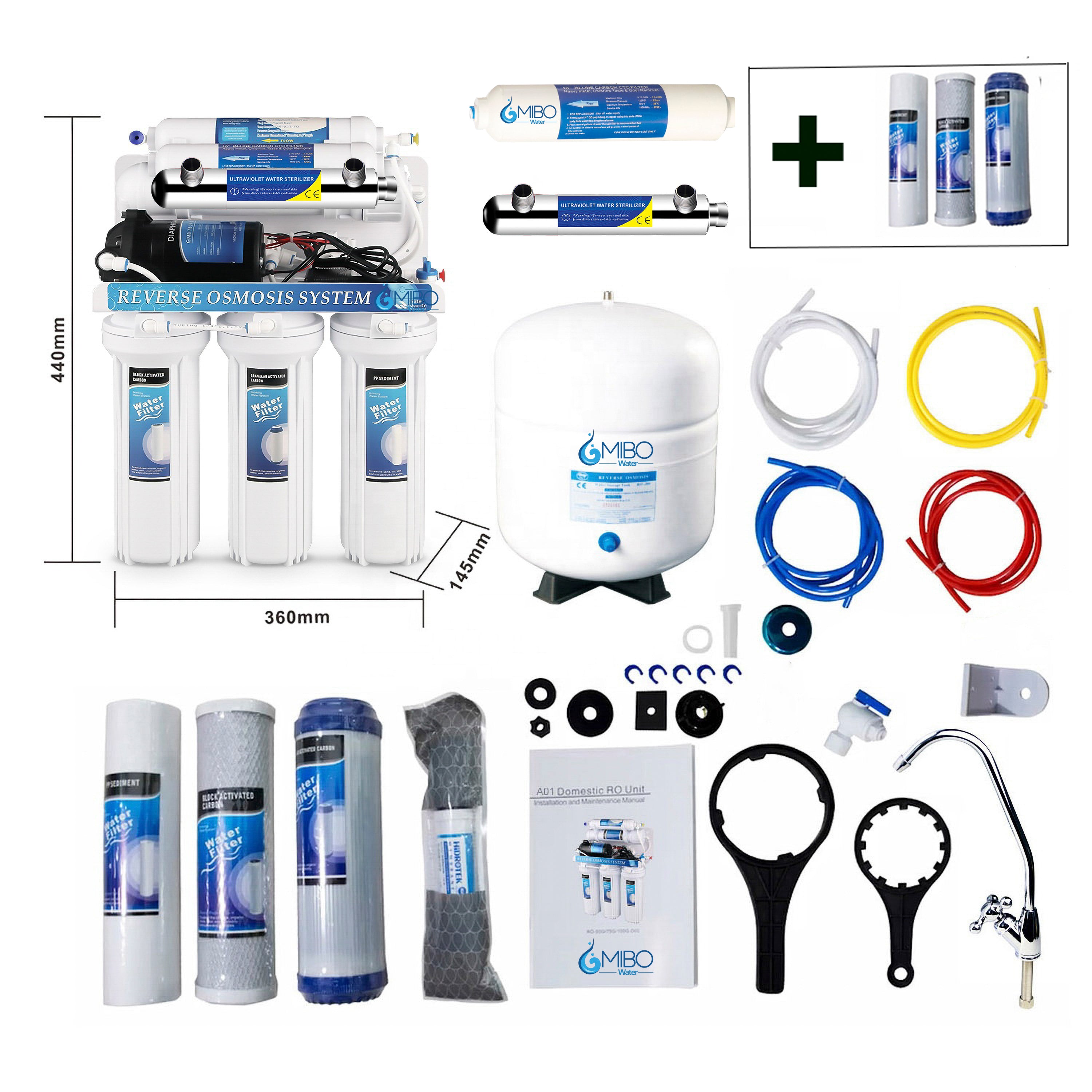 Filtro De Agua Osmosis Inversa 7 Etapas Uv + Alcalino + Kit