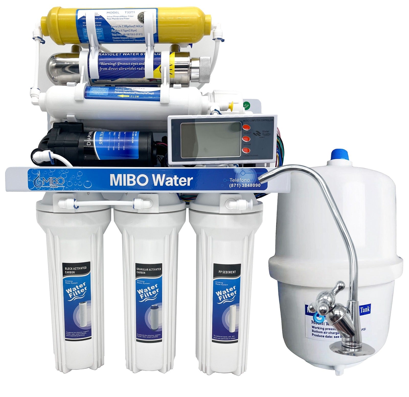 Osmosis Inversa 7 etapas 100gpd + Uv + Mineral + Display