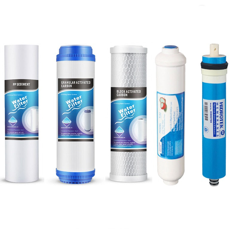 Kit De 5 Repuestos Filtros De Agua Osmosis Inversa  50GPD 2.5 X 10