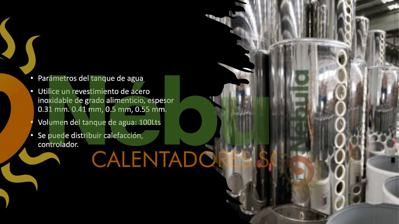 Calentador Solar 10 Tubos Baja Presión 120 Lt 3 A 4 Personas