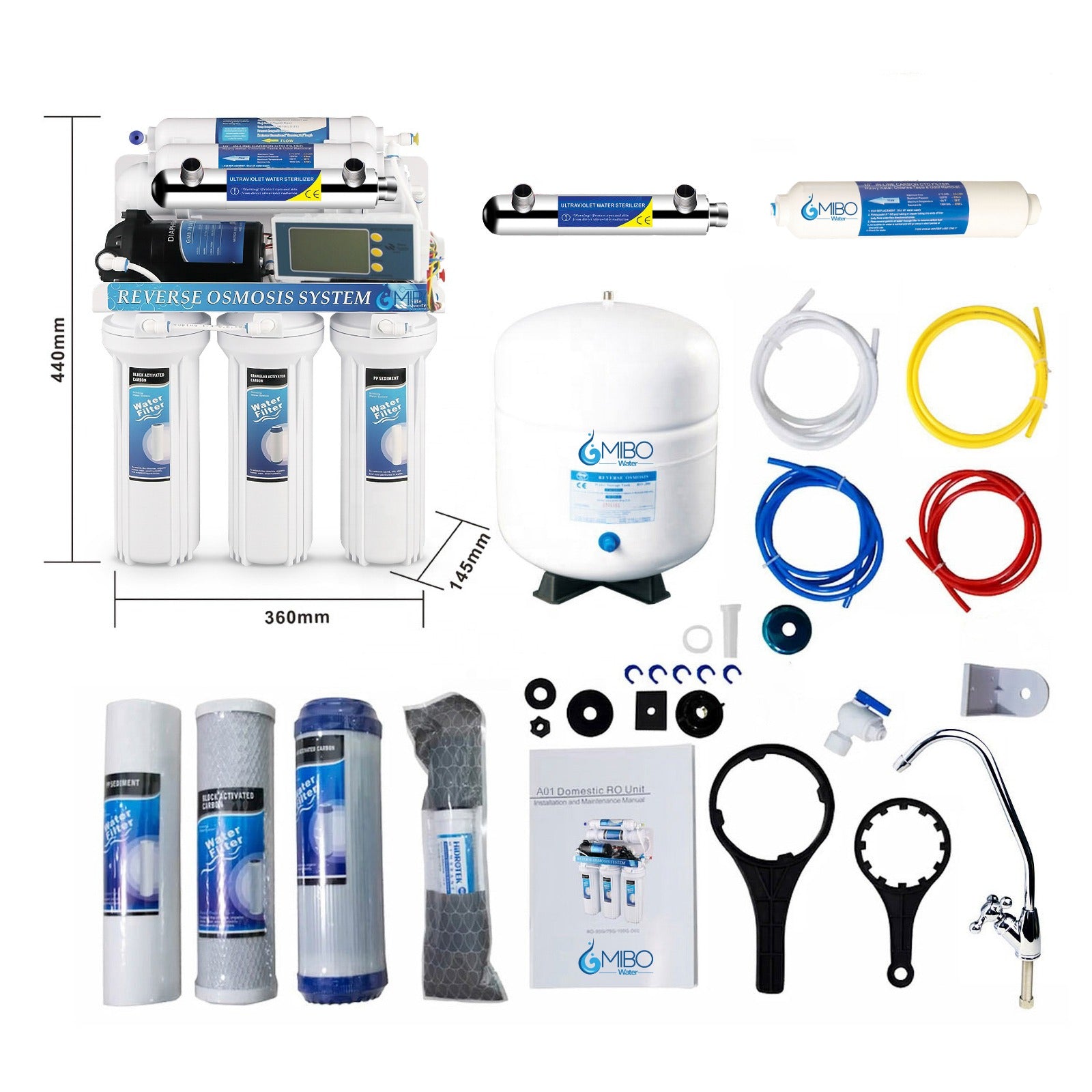 Osmosis Inversa 7 Etapas 100gpd + Uv + Alcalino + Display